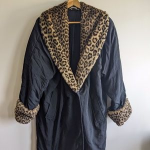 Black coat with faux fur collar and cuffs